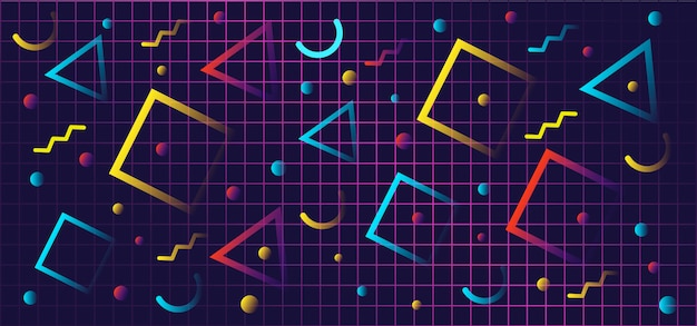 Geometric gradient shapes in retro style