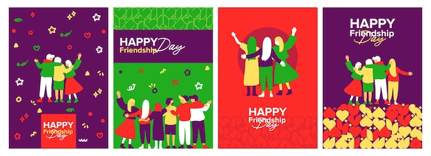 Geometric happy friendship international day 30 July book cover vector collection