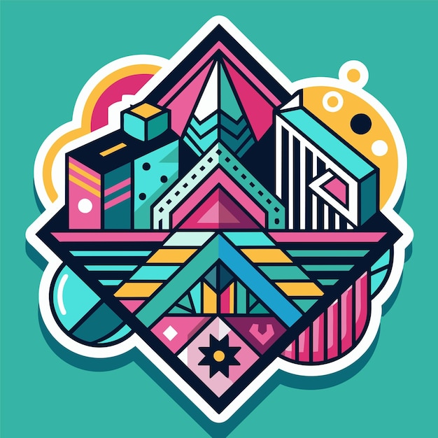 Geometric Harmony Craft a Tshirt sticker design using geometric shapes and patterns