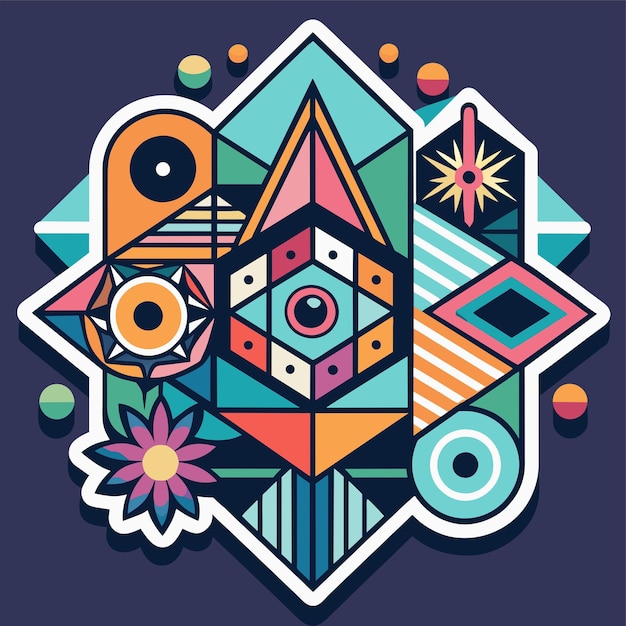 Geometric Harmony Craft a Tshirt sticker design using geometric shapes and patterns