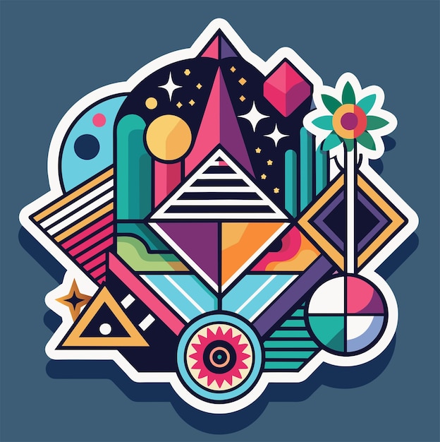 Geometric Harmony Craft a Tshirt sticker design using geometric shapes and patterns