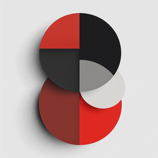 Vector geometric harmony overlapping circles in red black and gray showcase minimalist design