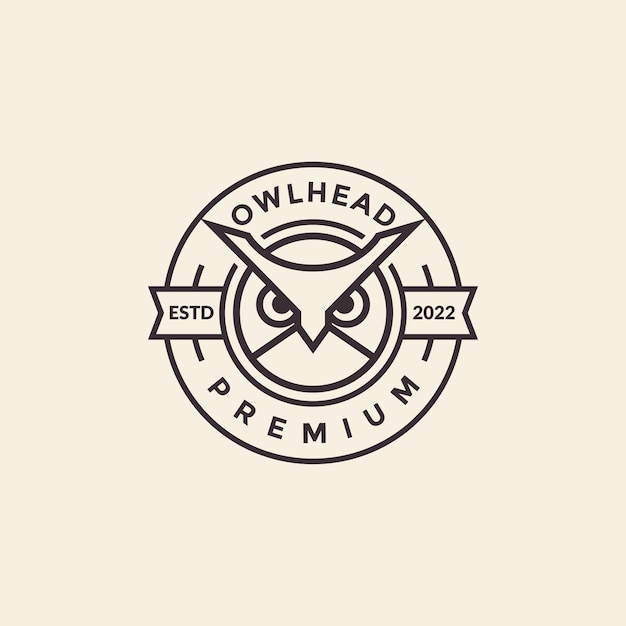 Geometric head owl simple badge logo design vector graphic symbol icon illustration creative idea