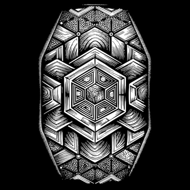 Vector geometric hexagons tattoo sleeve flash vector illustration engraving