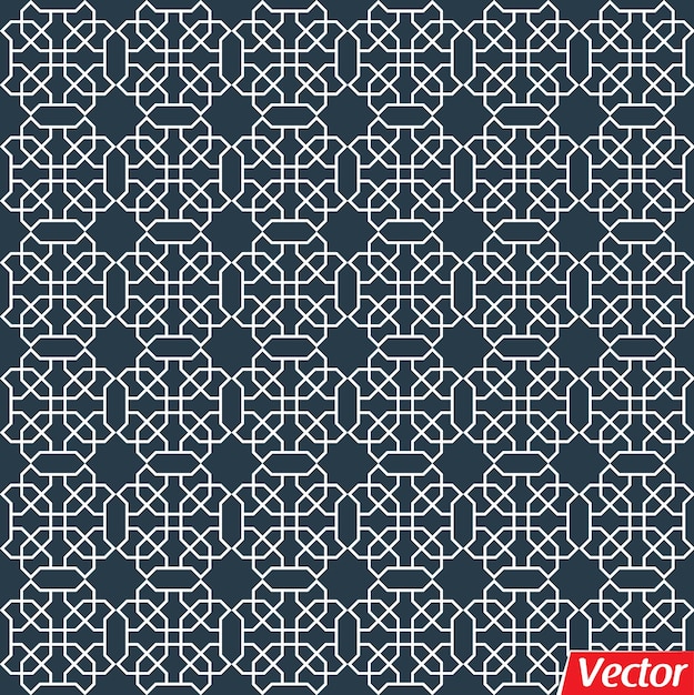 Geometric Islamic Art Lines Pattern Illustration on Grey Background