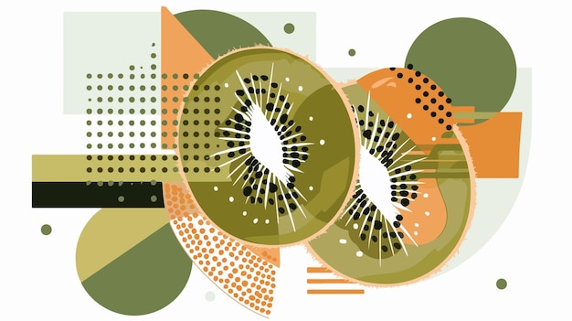 Geometric Kiwi Bauhaus Vector Illustration Handdrawn