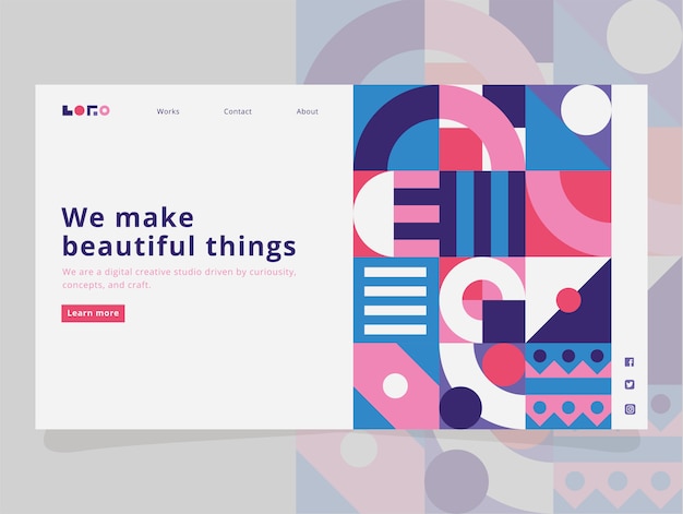 Geometric landing page