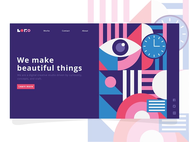 Vector geometric landing page