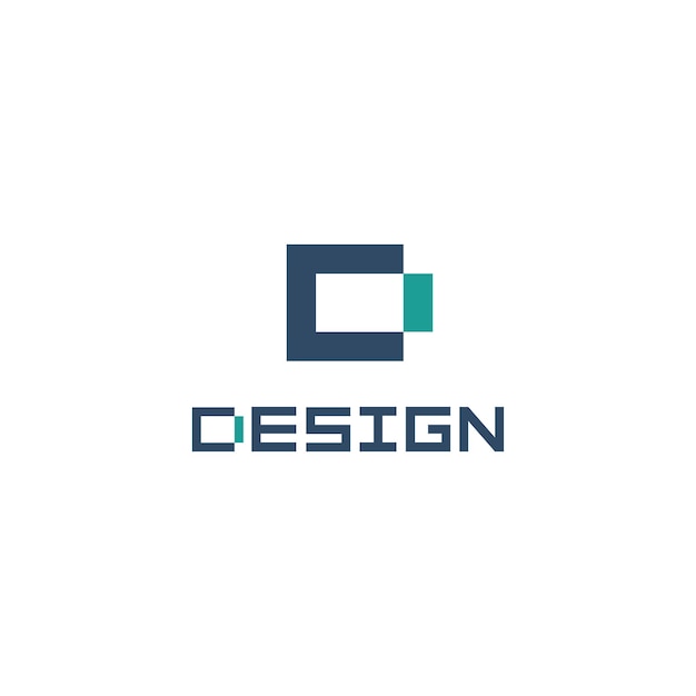 Geometric letter d flat cartoon style vector logo concept room scheme isolated icon on white