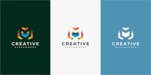 Geometric letter MX logo design concept letter M geometric logo design icon