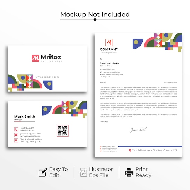 Geometric letterhead and business cards design