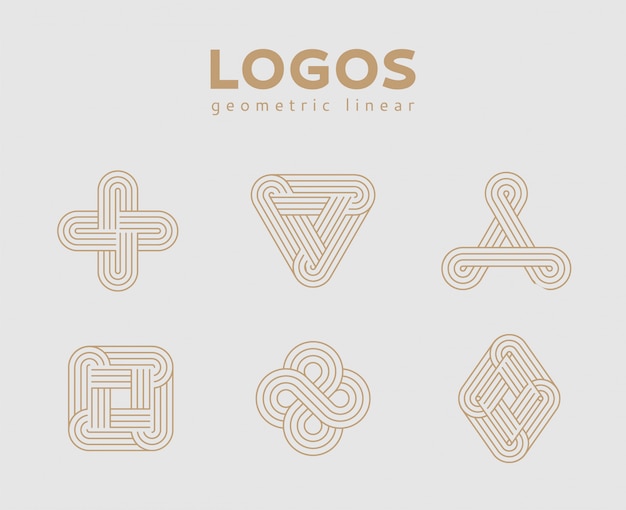 Geometric lineart logos set. Futuristic line shapes.