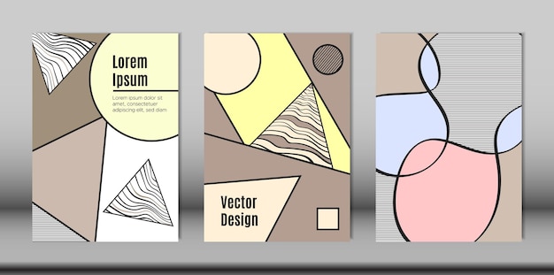 Geometric lines and abstract shapes in bauhaus covers set