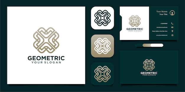 geometric logo design with line art style