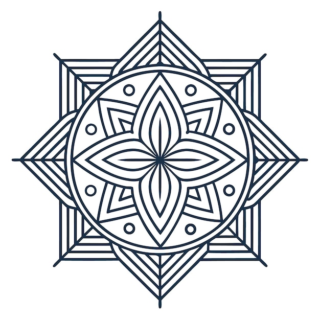 Vector geometric mandala design with intricate patterns in a circular shape