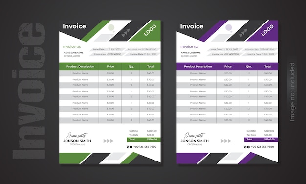 Geometric modern business invoice design template