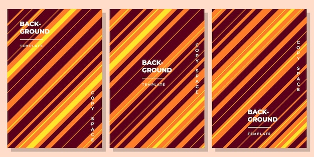 Geometric orange lines background set copy space for poster, flyer, brochure, pamphlet, or booklet.