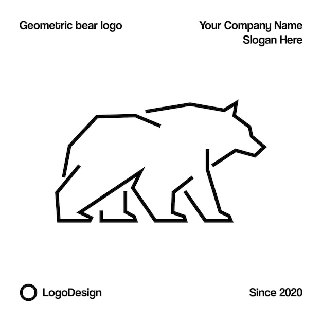 Geometric outline bear logo design vector