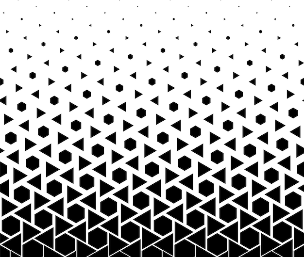 Vector geometric pattern of black figures on a white background seamless in one directionscale method