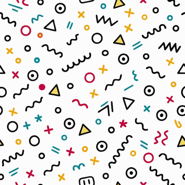 Vector geometric pattern bold shapes lines and memphis design