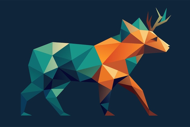 Vector geometric polygon animals vector illustration flat 2