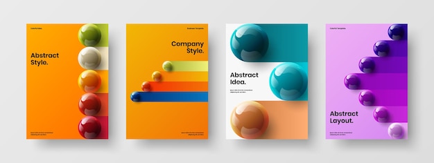 Geometric realistic balls annual report layout set