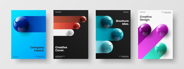 Geometric realistic balls booklet concept collection