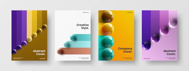 Geometric realistic balls corporate brochure layout bundle