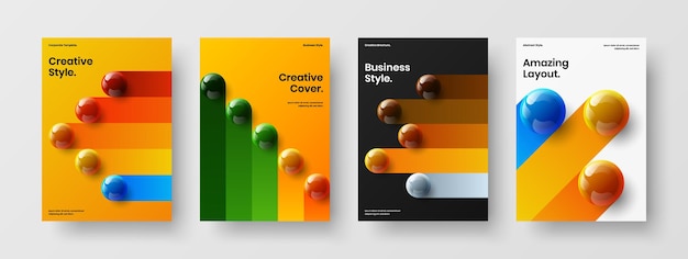 Geometric realistic balls front page layout bundle