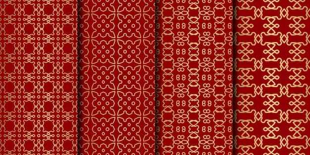 Geometric red gold seamless pattern background