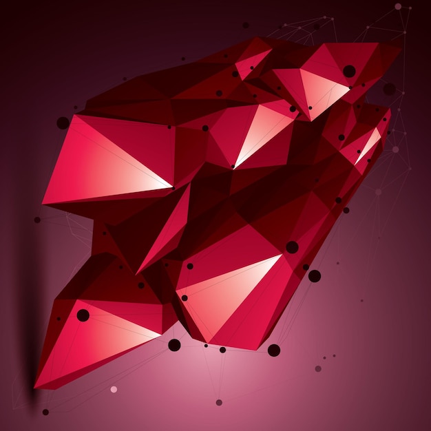 Geometric red polygonal structure with lines mesh, modern science and technology element.