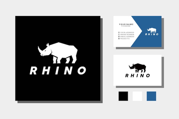 geometric rhino wildlife animal silhouette logo design vector illustration