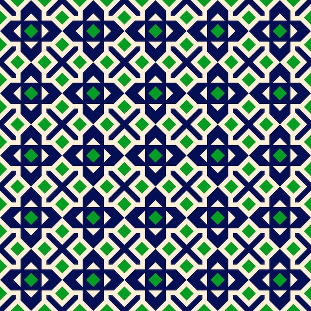 Vector geometric seamless pattern background flat vector graphic design symmetrical design green blue