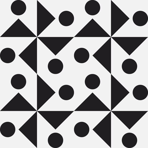 Vector geometric seamless pattern black and white triangles and circles