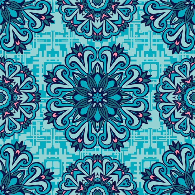 Geometric seamless pattern  . Ethnic boho style design with stylized flower