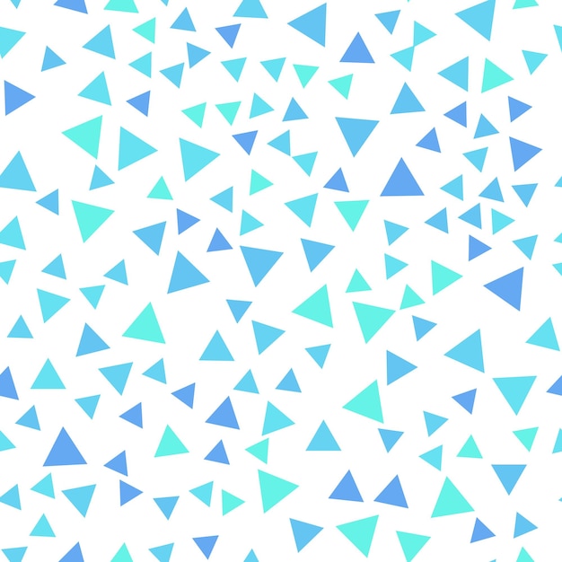 Geometric seamless pattern of small blue and turquoise triangles for textile paper