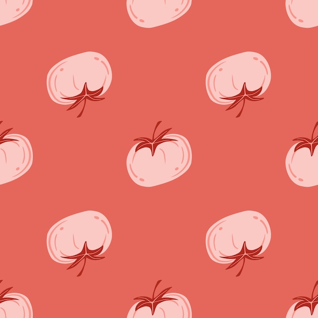 Geometric seamless pattern with tomato. Red tomatoes. Organic vegetable wallpaper.