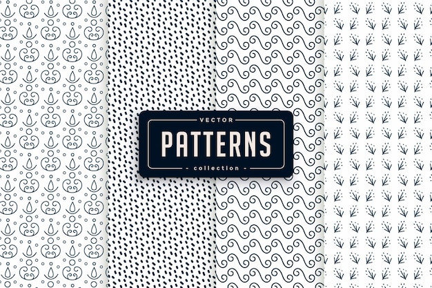 Geometric seamless patterns collection black and white