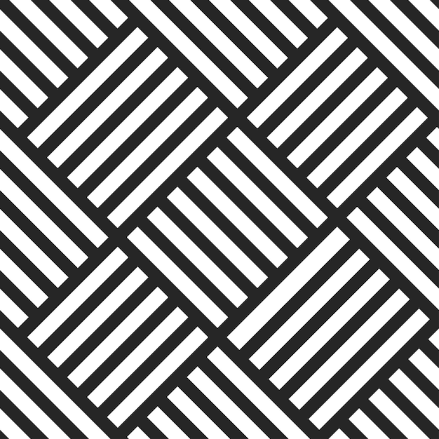 Geometric seamless vector pattern Black and white striped background Endless wicker texture