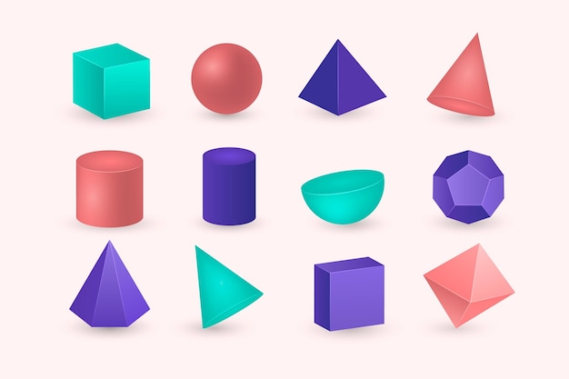 Geometric shapes in 3d effect