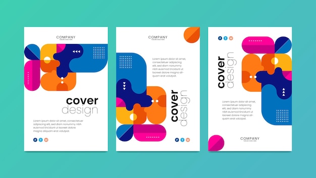 Geometric shapes colorful cover design template