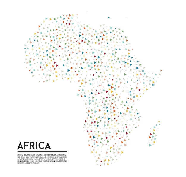 Geometric simple minimalistic style map of African Continent background Colorful triangles on white background Triangular pattern for your business design Vector