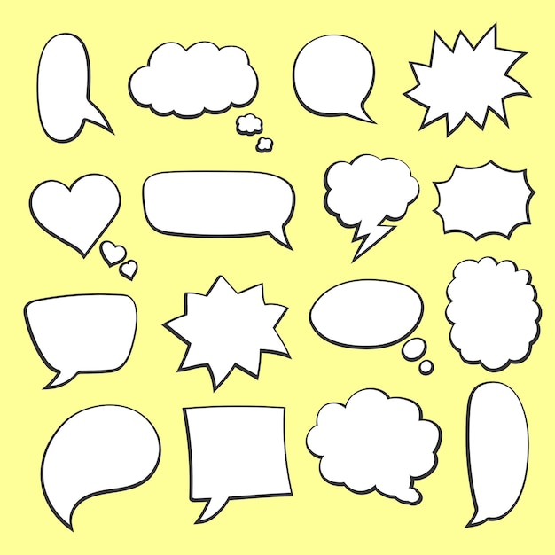 Geometric speech bubbles in cartoon style. Abstract shape creative frames for advertising text