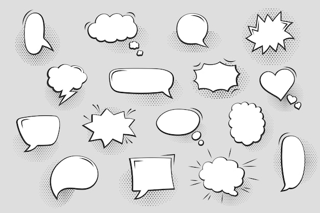 Geometric speech bubbles in cartoon style. Abstract shape creative frames for text