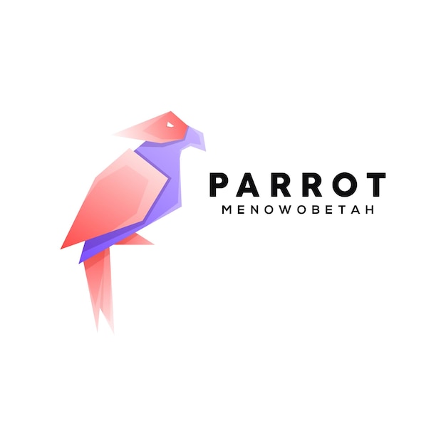 Geometric style colorful parrot illustration