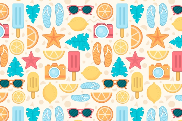 Geometric summer pattern elements zoom background