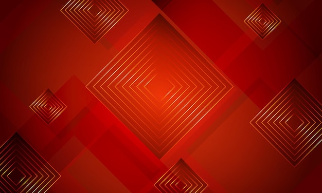 Geometric Triangle with Gold Highlights shiny Line Chinese red Abstract Vector background