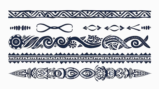 Vector geometric tribal border design with single line borders