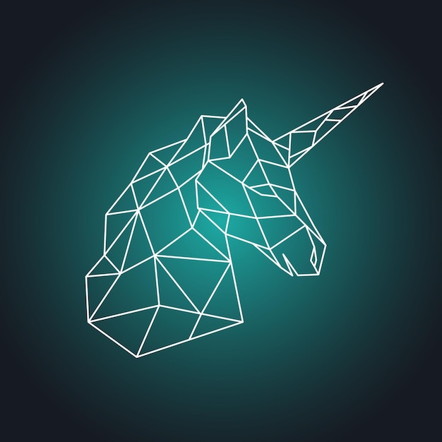 Geometric unicorn head Side view