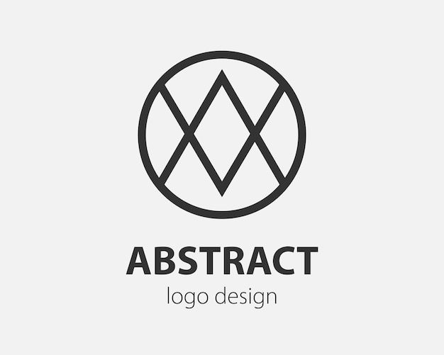 Geometric vector logo in a circle. High tech style logotype for nano technology, cryptocurrency and mobile applications in a simple linear design.